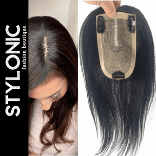 Stylonic Fashion Boutique Hair Topper Human Hair Topper For Women Straight 3 Clips Human Hair Topper For Women Straight 3 Clips - Stylonic