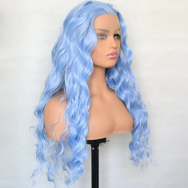 Stylonic Fashion Boutique Lace Front Synthetic Wig Icy Blue Synthetic Lace Front Curly Wig Icy Blue Synthetic Lace Front Curly Wig - Stylonic Wigs