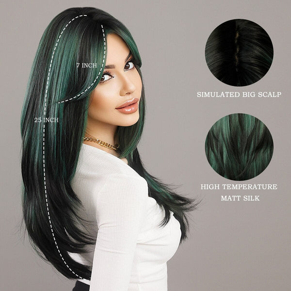 Stylonic Fashion Boutique Synthetic Wig Layered Bottle Green Wig Layered Bottle Green Wig - Stylonic