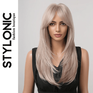 Stylonic Fashion Boutique Synthetic Wig Light Brown Wig with Bangs Light Brown Wig with Bangs - Stylonic Fashion Boutique