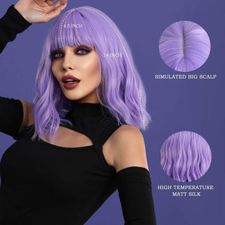 Purple Wig with Bangs
