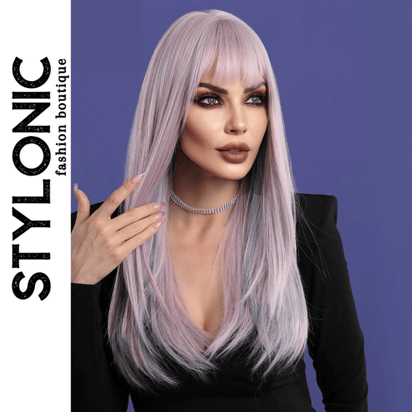 Stylonic Fashion Boutique Synthetic Wig Light Purple Wig with Bangs Light Purple Wig with Bangs - Stylonic Wigs