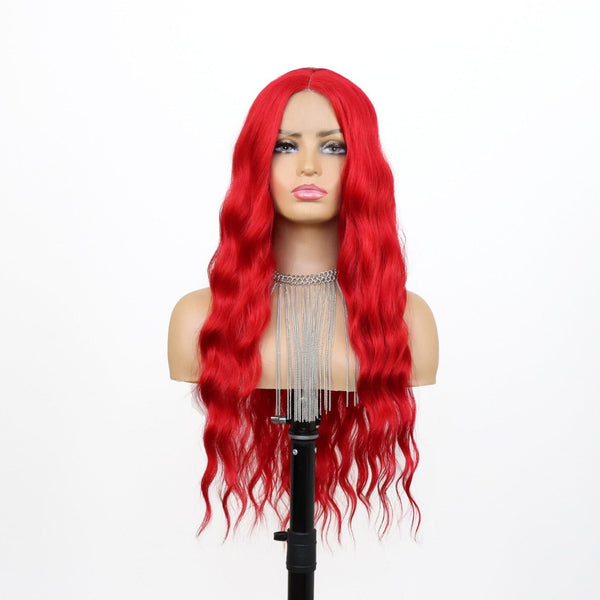Stylonic Fashion Boutique Lace Front Synthetic Wig Long Curly Wavy Red Lace Front Wig Long Curly Wavy Red Lace Front Wig - Stylonic Wigs