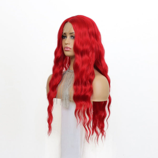 Stylonic Fashion Boutique Lace Front Synthetic Wig Long Curly Wavy Red Lace Front Wig Long Curly Wavy Red Lace Front Wig - Stylonic Wigs