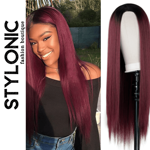 Stylonic Fashion Boutique Synthetic Wig Long Red Wine Wig Long Red Wine WIg | Red Wigs | Stylonic Fashion Boutique
