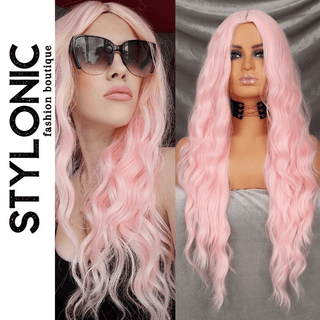 Stylonic Fashion Boutique Synthetic Wig Long Wavy Baby Pink Synthetic Wig Long Wavy Baby Pink Synthetic Wig - Stylonic Wigs