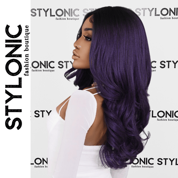 Stylonic Fashion Boutique Lace Front Synthetic Wig Long Wavy Deep Purple Lace Front Wig Long Wavy Deep Purple Lace Front Wig - Stylonic Wigs