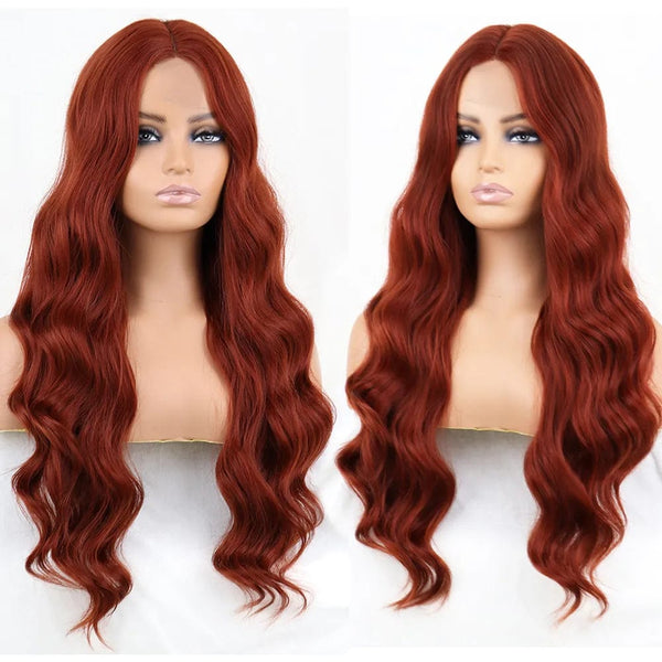 Stylonic Fashion Boutique 350 Long Wavy Wine Red Synthetic Wig Long Wavy Wine Red Synthetic Wig  - Stylonic Premium Wigs