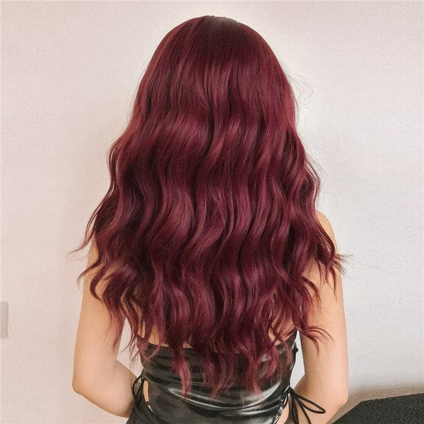 Stylonic Fashion Boutique Synthetic Wig LC6105-1 Long Wine Red Burgundy Wavy Wig Long Wine Red Burgundy Wavy Wig - Stylonic Wigs