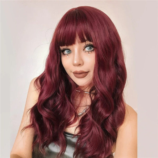Stylonic Fashion Boutique Synthetic Wig LC6105-1 Long Wine Red Burgundy Wavy Wig Long Wine Red Burgundy Wavy Wig - Stylonic Wigs