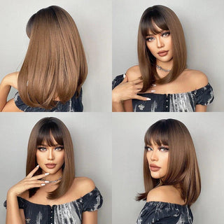 Brown Wig with Bangs