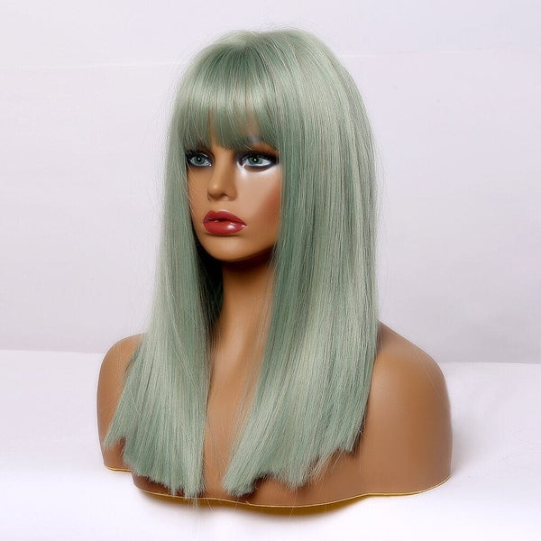 Stylonic Fashion Boutique Synthetic Wig Medium Straight Mint Green Wig Wigs - Straight Mint Green Wig | Stylonic Fashion Boutique