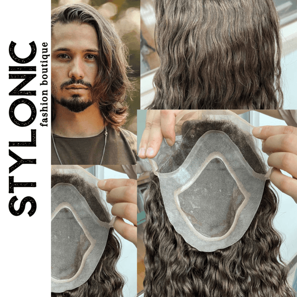 Stylonic Fashion Boutique Men's Toupee Light Brown Human Hair Piece