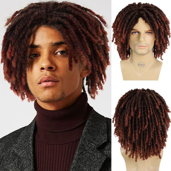 Stylonic Fashion Boutique Synthetic Wig Ombre Auburn / 10inches Men's Twist Hair Dreadlocks Wig Men's Wigs | Men's Twist Hair Dreadlocks Wig - Stylonic