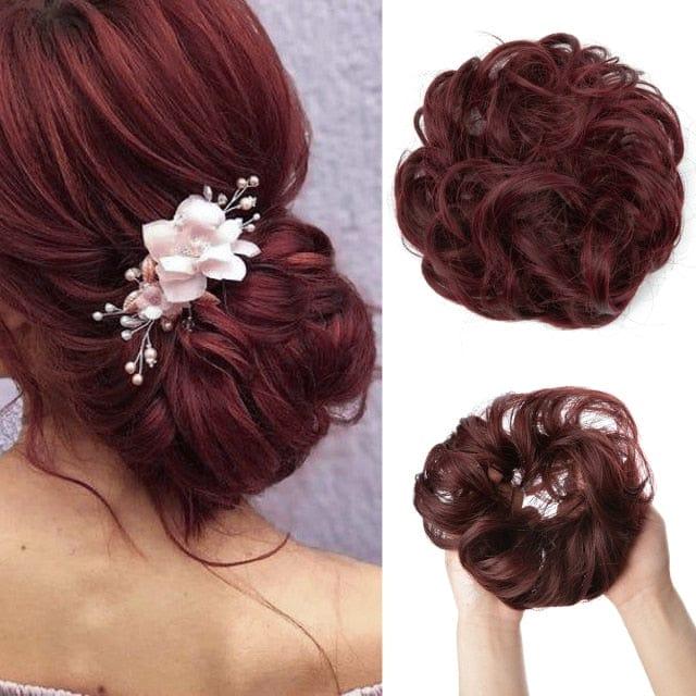 Burgundy Messy Hair Bun