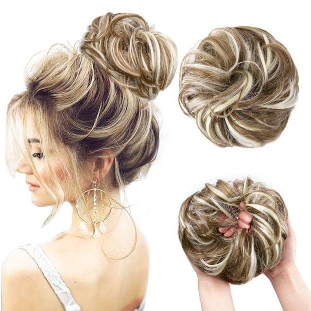 Mixed Blonde Messy Hair Bun