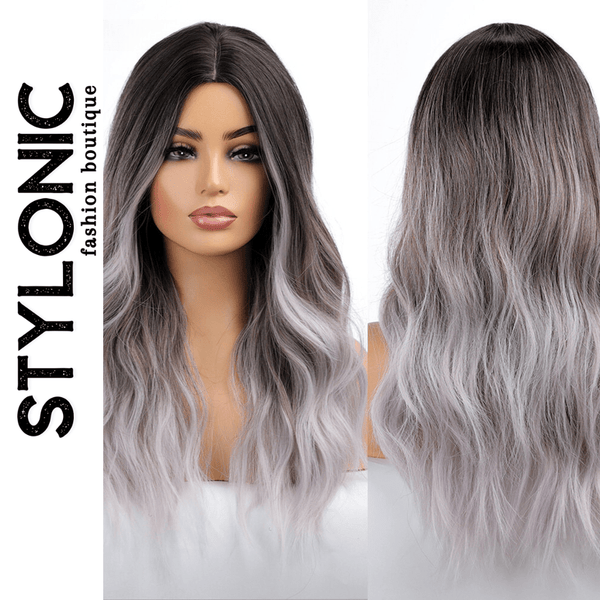 Stylonic Fashion Boutique Synthetic Wig Ombre Black to Silver Wig Ombre Black to Silver Wig - Stylonic Wigs