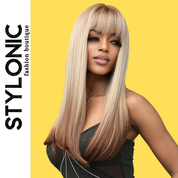 Stylonic Fashion Boutique Synthetic Wig Ombre Blonde to Brown Wig with Bangs Ombre Blonde Wig - Stylonic Wigs