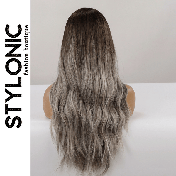 Stylonic Fashion Boutique Synthetic Wig Ombre Brown Ash Gray Wig Ombre Brown Ash Gray Wig - Stylonic Wigs