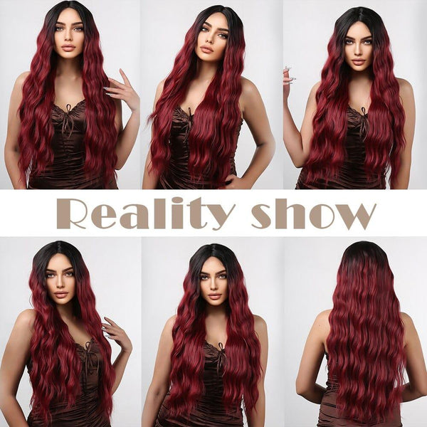 Stylonic Fashion Boutique Ombre Red Long Wave Lace Front Wig