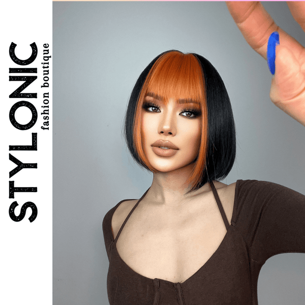 Stylonic Fashion Boutique Synthetic Wig Orange and Black Bob Wig Wigs - Orange and Black Bob Wig | Stylonic Fashion Boutique