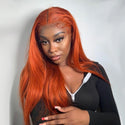 Stylonic Fashion Boutique Human Hair Wigs 20inches / 150D13x4 Lace Front, Straight Wig Orange Ginger Human Hair Wig Ginger Human Hair Wig - Stylonic