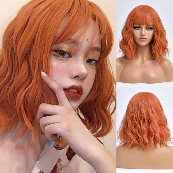 Stylonic Fashion Boutique Synthetic Wig Orange Wig with Fringe Wigs - Orange Wig with Fringe - Stylonic Fashion Boutique