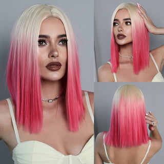 Stylonic Fashion Boutique Synthetic Wig Pink and Blonde Hair Pink and Blonde Hair - Stylonic Fashion Boutique