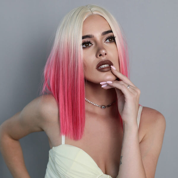Stylonic Fashion Boutique Synthetic Wig Pink and Blonde Hair Pink and Blonde Hair - Stylonic Fashion Boutique