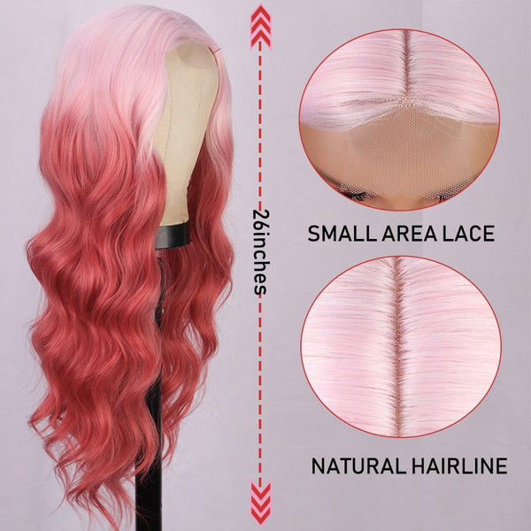 Stylonic Fashion Boutique Lace Front Synthetic Wig Pink and Red Wig Pink and Red Wig - Stylonic Wigs
