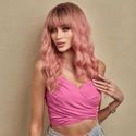 Stylonic Fashion Boutique Pink Body Wave Wig with Bangs