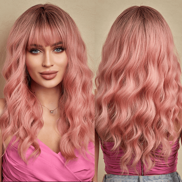 Stylonic Fashion Boutique Pink Body Wave Wig with Bangs