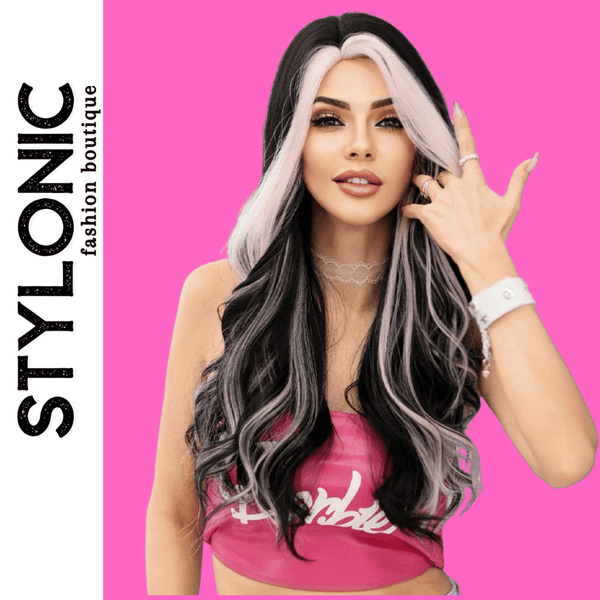 Stylonic Fashion Boutique Synthetic Wig Pink Streak in Hair Pink Streak in Hair Wig - Stylonic