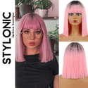 Stylonic Fashion Boutique Synthetic Wig T1B/613 / 11inches Pink Wig with Bangs Pink Wig with Bangs - Stylonic Wigs