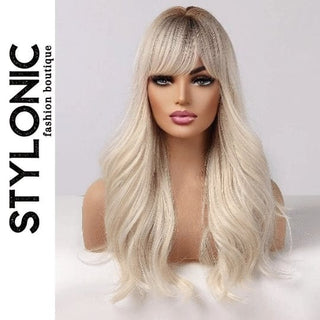 Stylonic Fashion Boutique Synthetic Wig default Platinum Blonde Wig with Bangs Platinum Blonde Wig with Bangs - Stylonic Wigs