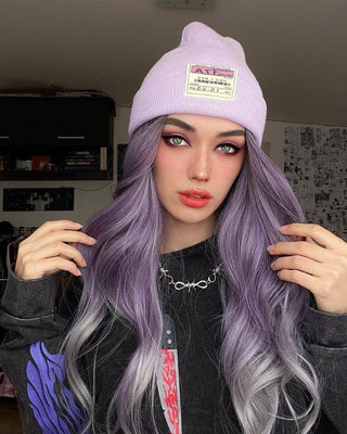 Purple and Silver Wig