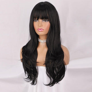 realistic black fringe wig for women