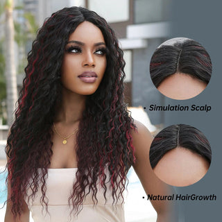 Stylonic Fashion Boutique HC11067-4 / 24inches / 1 PC | 150% Red and Black Curly Afro Lace Front Wig