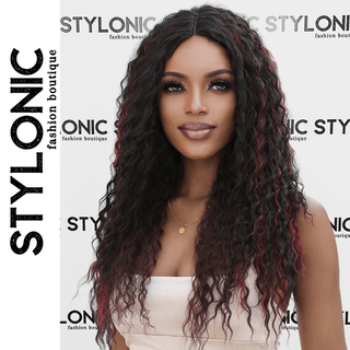 Stylonic Fashion Boutique Lace Front Synthetic Wig HC11067-4 / 24inches Red and Black Curly Afro Lace Front Wig Red and Black Curly Afro Lace Front Wig - Stylonic Wigs