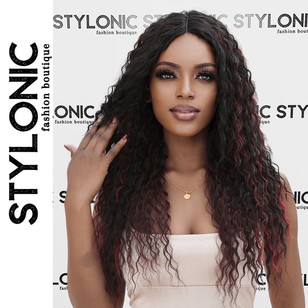 Stylonic Fashion Boutique Lace Front Synthetic Wig HC11067-4 / 24inches Red and Black Curly Afro Lace Front Wig Red and Black Curly Afro Lace Front Wig - Stylonic Wigs