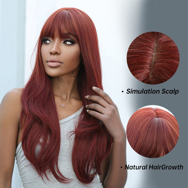 Stylonic Fashion Boutique Synthetic Wig Red Brown Long Synthetic Wig Red Brown Long Synthetic Wig - Stylonic