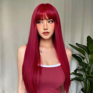 Red Wig with Bangs