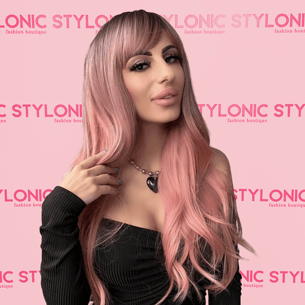 Pink Wig with Bangs