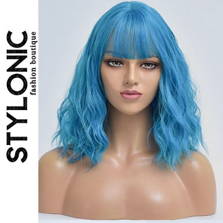 Stylonic Fashion Boutique Synthetic Wig Short Blue Wig with Bangs Short Blue Wig with Bangs - Stylonic Fashion Boutique