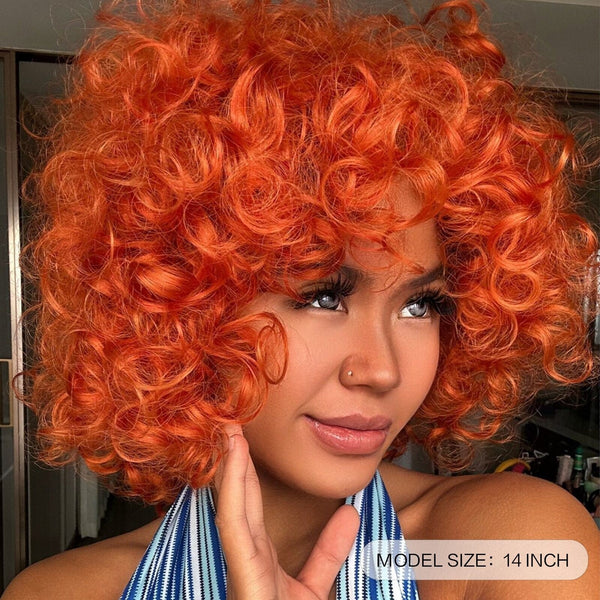 Stylonic Fashion Boutique Synthetic Wig Short Curly Orange Wig Short Curly Orange Wig | Red Wigs | Stylonic Fashion Boutique