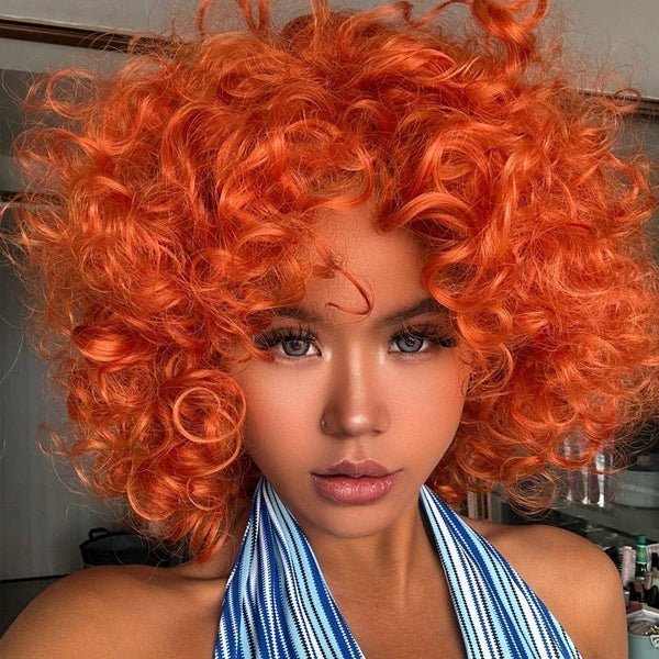 Stylonic Fashion Boutique Synthetic Wig Short Curly Orange Wig Short Curly Orange Wig - Stylonic Wigs