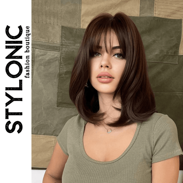 Stylonic Fashion Boutique Synthetic Wig Short Straight Brown Synthetic Wig Short Straight Brown Synthetic Wig - Stylonic Wigs