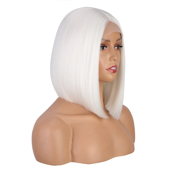 Stylonic Fashion Boutique Lace Front Synthetic Wig Short White Bob Wig Short White Bob Wig - Stylonic Fashion Boutique