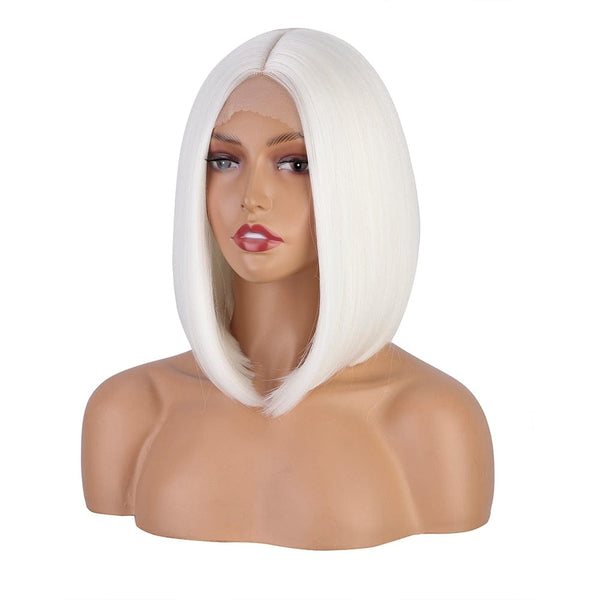 Stylonic Fashion Boutique Lace Front Synthetic Wig Short White Bob Wig Short White Bob Wig - Stylonic Fashion Boutique