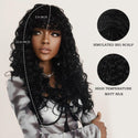 side view of voluminous curly wig